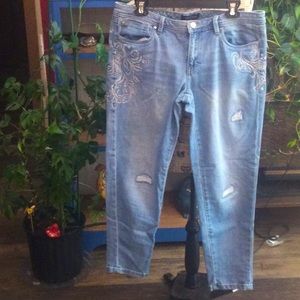 White House Black Mark Embellished Jeans, Size 10.